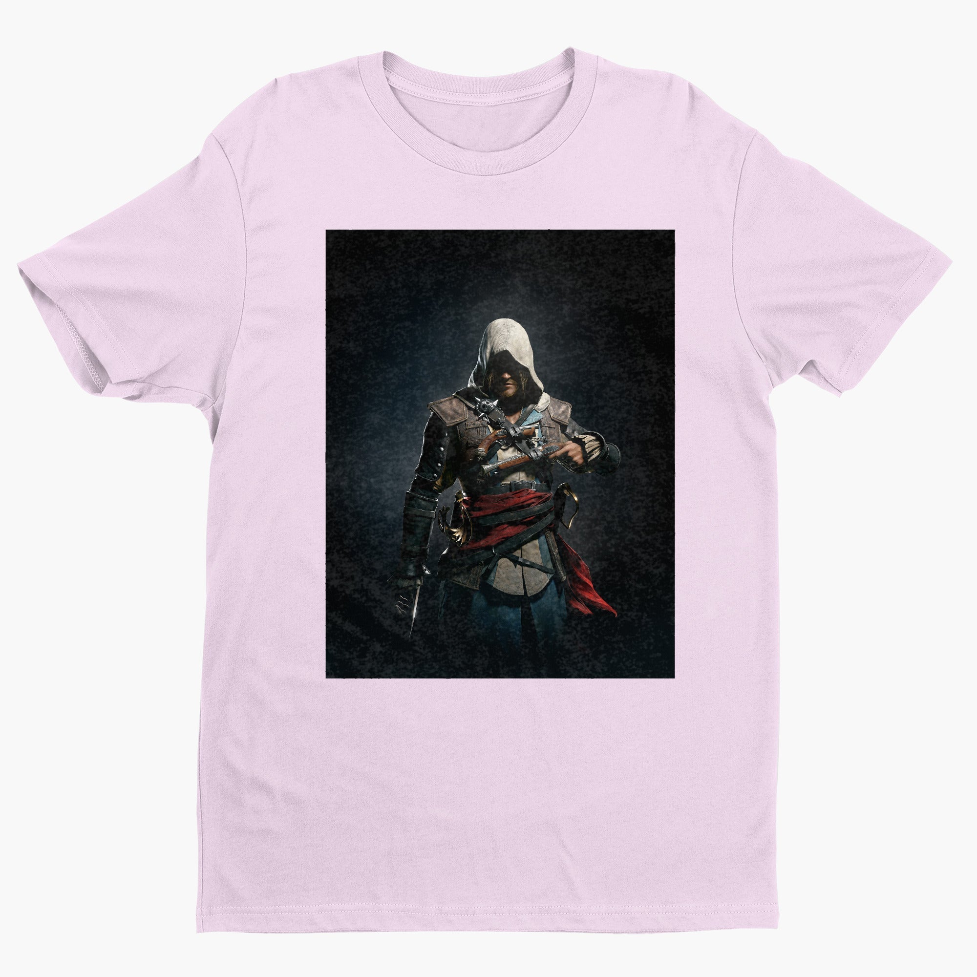 Assassin's Creed IV Black Flag Edward Kenway tee - light pink unisex t-shirt, front view